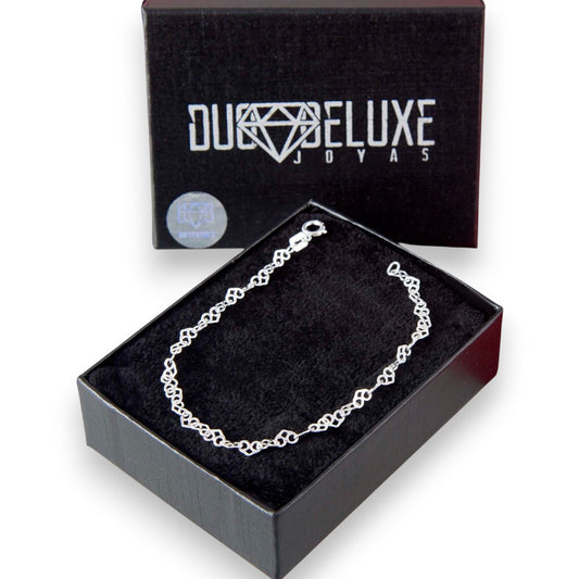 Mujer | Pulso Pulsera Tejido Corazones Love 2 mm, Esclava Para Mujer De Plata Autentica Ley .925, DUO DELUXE JOYAS