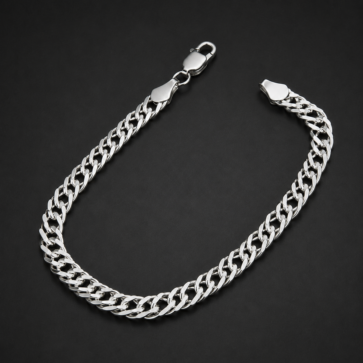 Unisex | Pulso Pulsera Tejido Cubana Doble Rombo 5 mm, Esclava Para Hombre Y Mujer De Plata Autentica Ley .925, DUO DELUXE JOYAS