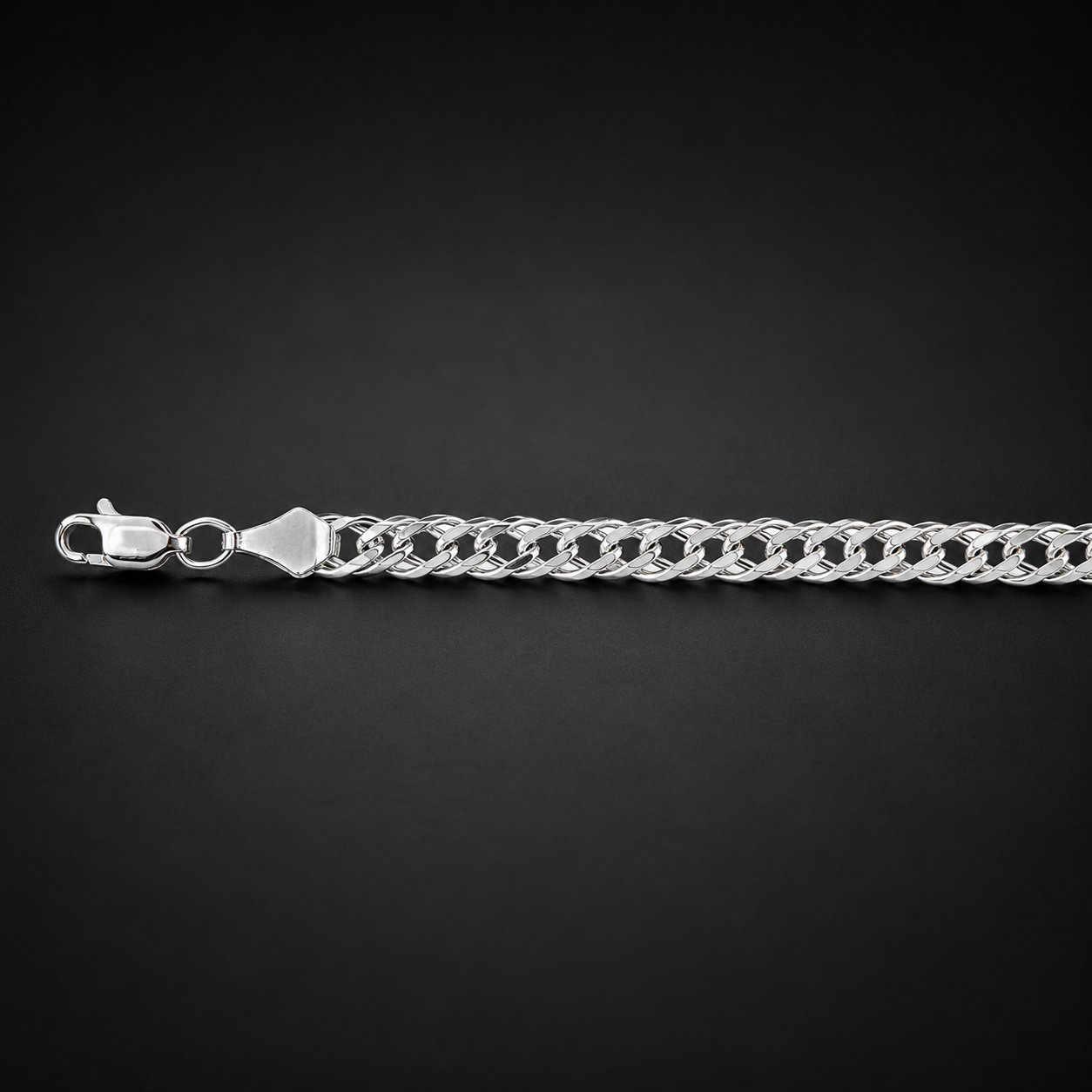 Unisex | Pulso Pulsera Tejido Cubana Doble Rombo 5 mm, Esclava Para Hombre Y Mujer De Plata Autentica Ley .925, DUO DELUXE JOYAS
