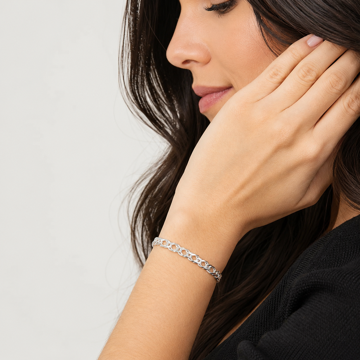 Unisex | Pulso Pulsera Tejido Cubana Doble Rombo 5 mm, Esclava Para Hombre Y Mujer De Plata Autentica Ley .925, DUO DELUXE JOYAS