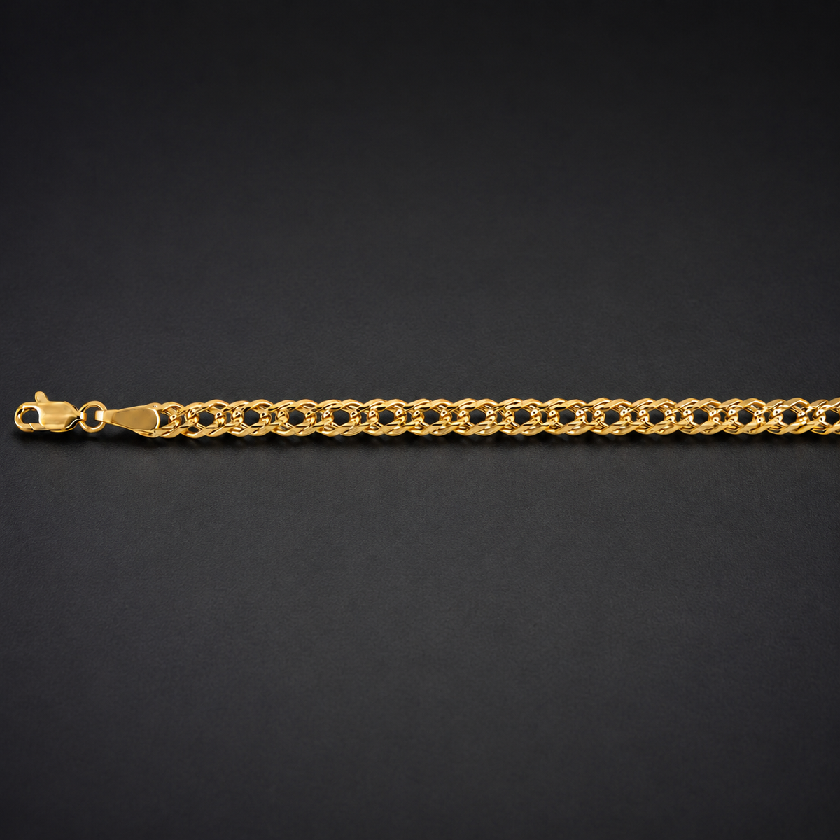 Unisex | Pulso Pulsera Tejido Cubana Doble Rombo 5 mm, Esclava Para Hombre Y Mujer De Plata Autentica Ley .925 Con Baño De Oro Italiano 24k, DUO DELUXE JOYAS