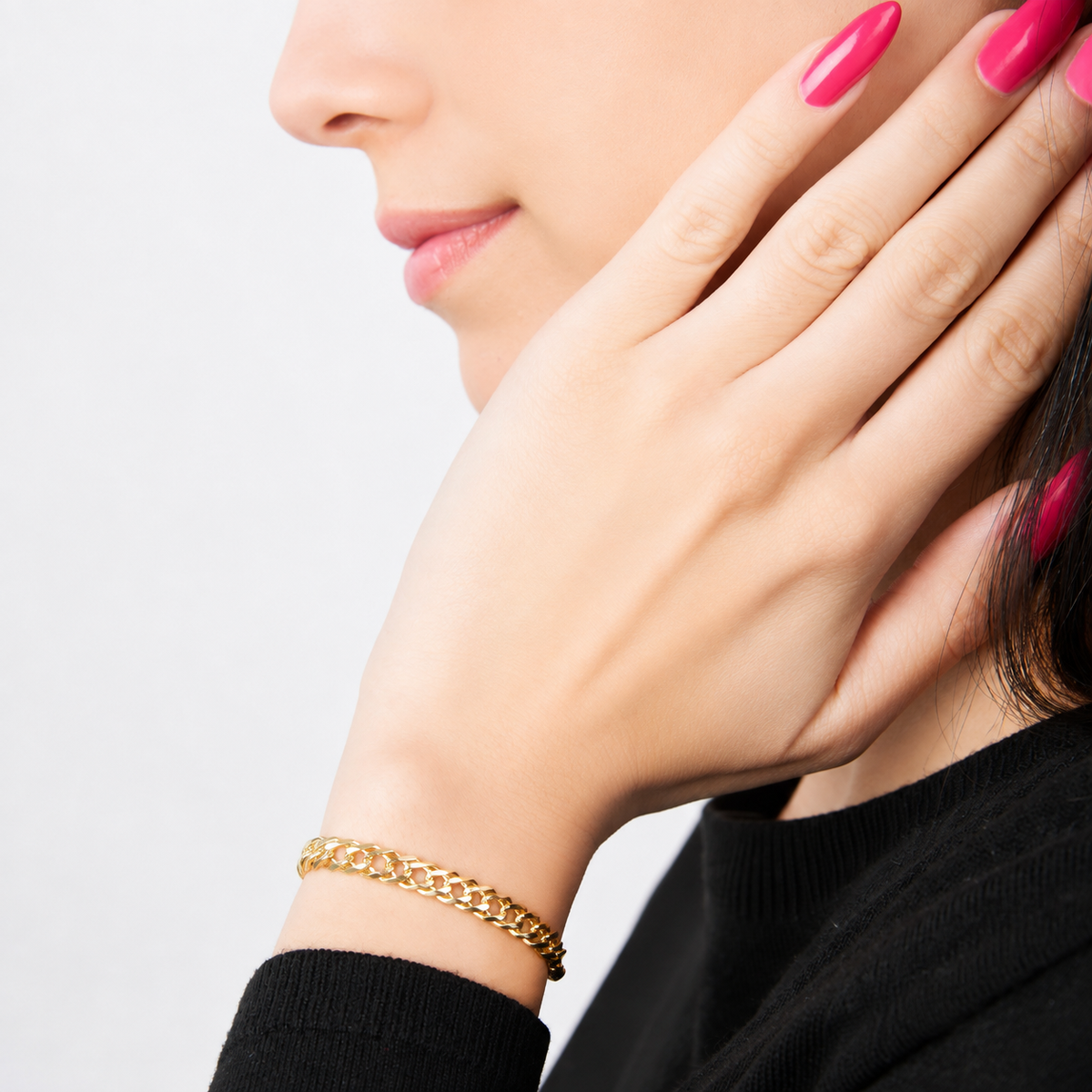 Unisex | Pulso Pulsera Tejido Cubana Doble Rombo 5 mm, Esclava Para Hombre Y Mujer De Plata Autentica Ley .925 Con Baño De Oro Italiano 24k, DUO DELUXE JOYAS