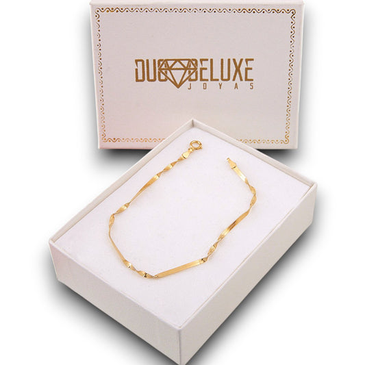 Mujer | Pulso Pulsera Tejido Singapur 2 - 2 mm, Esclava Para Mujer De Plata Autentica Ley .925 Con Baño De Oro Italiano De 24k, DUO DELUXE JOYAS