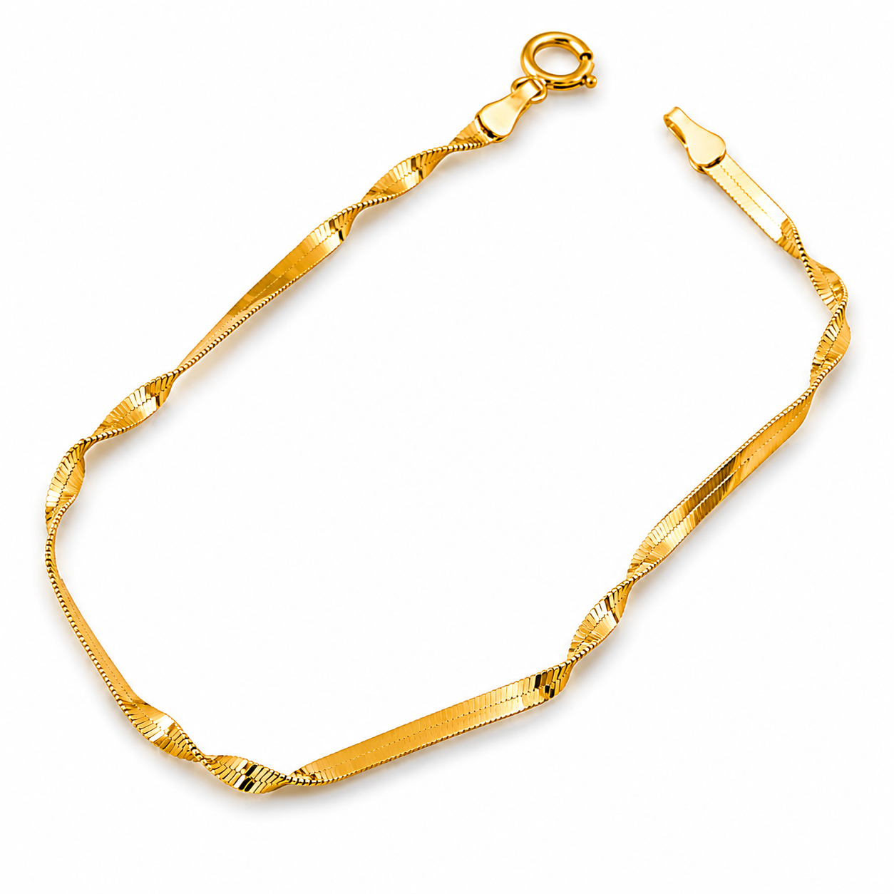 Mujer | Pulso Pulsera Tejido Singapur 2 - 2 mm, Esclava Para Mujer De Plata Autentica Ley .925 Con Baño De Oro Italiano De 24k, DUO DELUXE JOYAS