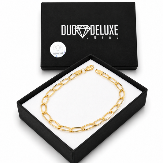 Unisex | Pulso Pulsera Tejido Semilla 4 mm, Esclava Para Hombre Y Mujer De Plata Autentica Ley .925 Con Baño De Oro Italiano 24k, DUO DELUXE JOYAS