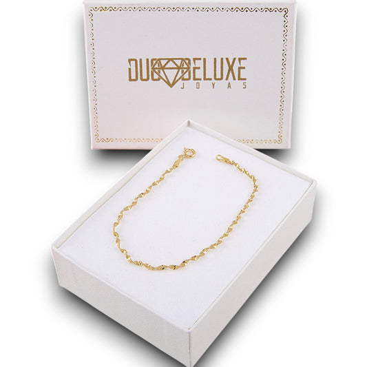 Mujer | Pulso Pulsera Tejido Super Singapur 2 mm, Esclava Para Mujer De Plata Autentica Ley .925 Con Baño De Oro Italiano De 24k, DUO DELUXE JOYAS