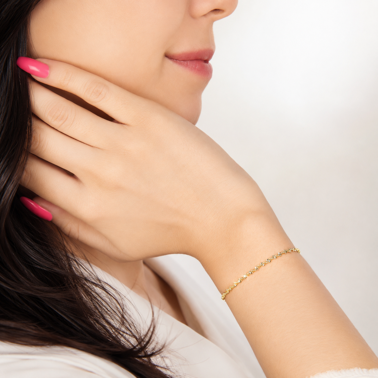 Mujer | Pulso Pulsera Tejido Super Singapur 2 mm, Esclava Para Mujer De Plata Autentica Ley .925 Con Baño De Oro Italiano De 24k, DUO DELUXE JOYAS
