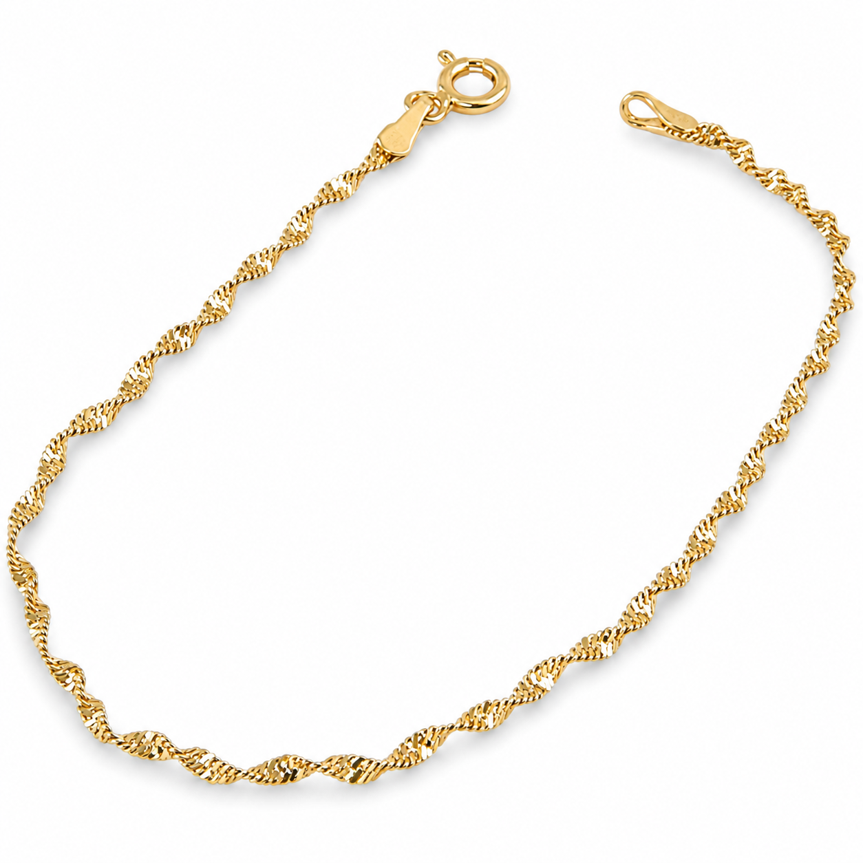 Mujer | Pulso Pulsera Tejido Super Singapur 2 mm, Esclava Para Mujer De Plata Autentica Ley .925 Con Baño De Oro Italiano De 24k, DUO DELUXE JOYAS