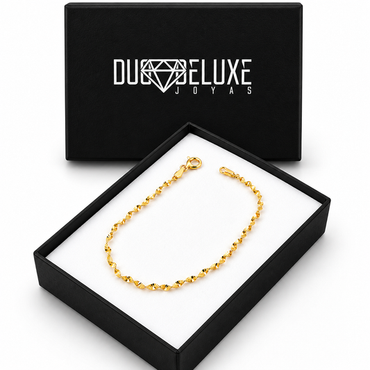 Mujer | Pulso Pulsera Tejido Super Singapur 2 mm, Esclava Para Mujer De Plata Autentica Ley .925 Con Baño De Oro Italiano De 24k, DUO DELUXE JOYAS