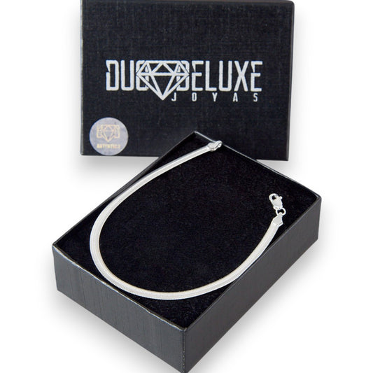 Unisex | Pulso Pulsera Tejido Panza De Vibora Serpiente 3 mm, Esclava Para Hombre Y Mujer De Plata Autentica Ley .925, DUO DELUXE JOYAS