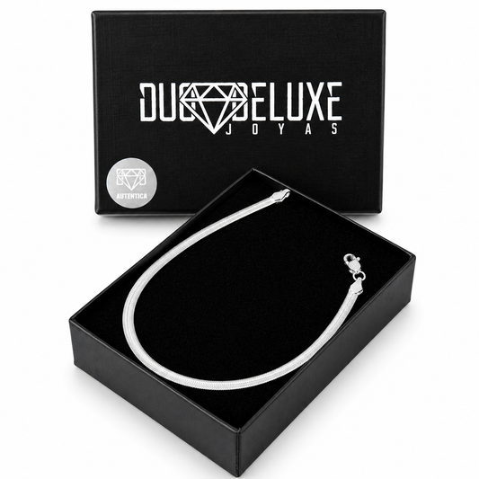 Unisex | Pulso Pulsera Tejido Panza De Vibora Serpiente 3 mm, Esclava Para Hombre Y Mujer De Plata Autentica Ley .925, DUO DELUXE JOYAS