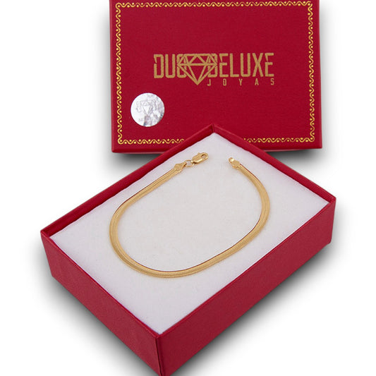 Unisex | Pulso Pulsera Tejido Panza De Vibora Serpiente 3 mm, Esclava Para Hombre Y Mujer De Plata Autentica Ley .925 Con Baño De Oro Italiano 24k, DUO DELUXE JOYAS