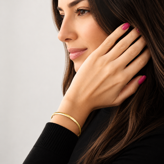 Unisex | Pulso Pulsera Tejido Panza De Vibora Serpiente 3 mm, Esclava Para Hombre Y Mujer De Plata Autentica Ley .925 Con Baño De Oro Italiano 24k, DUO DELUXE JOYAS