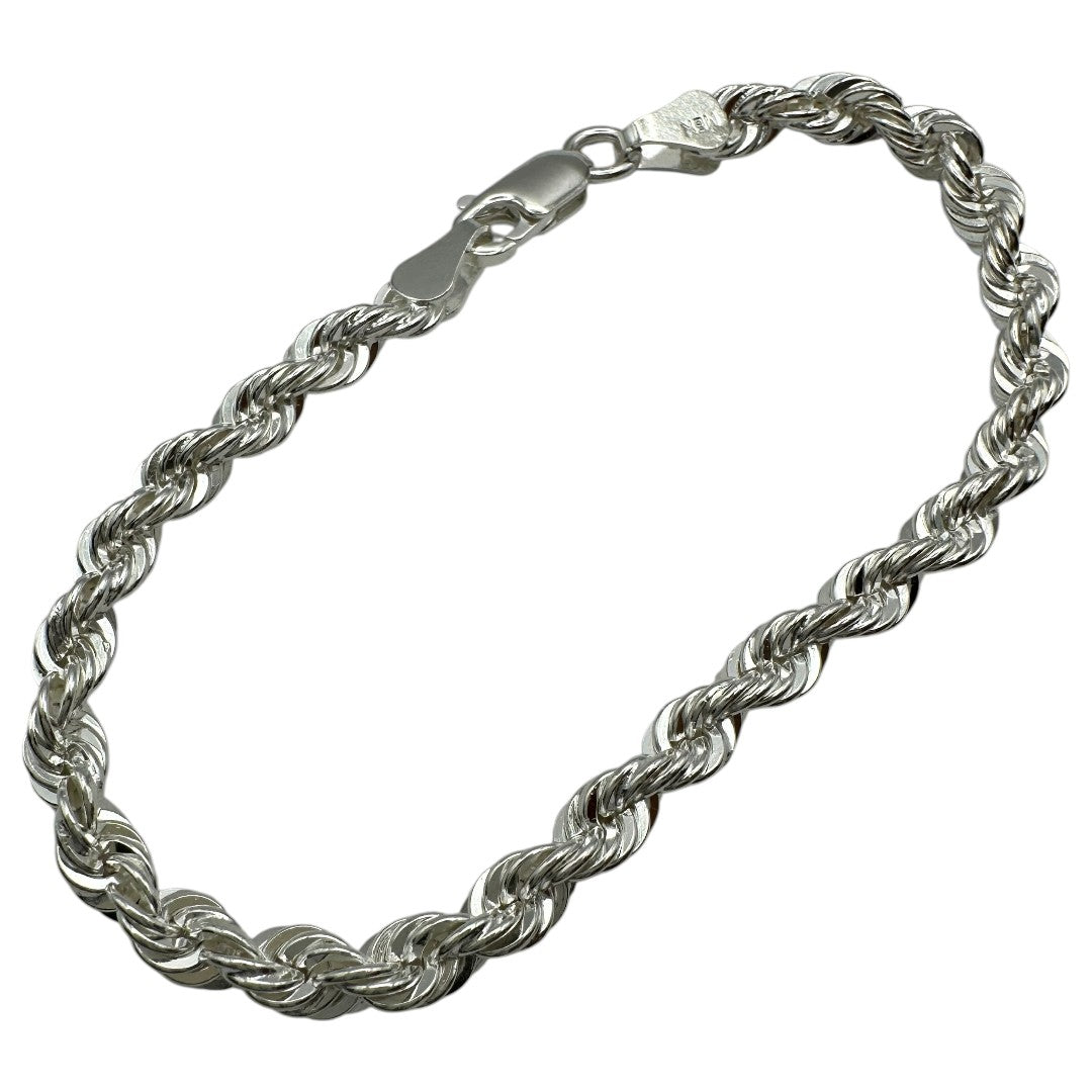 Unisex | Pulso Pulsera Tejido Torzal Relleno 4 mm, Esclava Para Hombre Y Mujer De Plata Autentica Ley .925, DUO DELUXE JOYAS