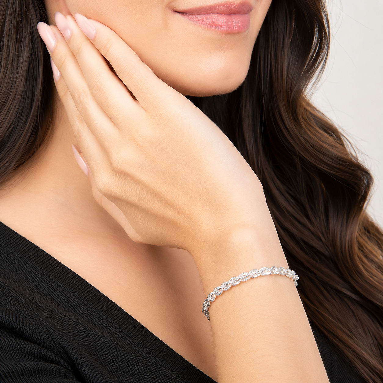 Unisex | Pulso Pulsera Tejido Torzal Relleno 4 mm, Esclava Para Hombre Y Mujer De Plata Autentica Ley .925, DUO DELUXE JOYAS