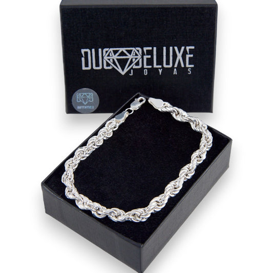 Unisex | Pulso Pulsera Tejido Torzal Relleno 5 mm, Esclava Para Hombre Y Mujer De Plata Autentica Ley .925, DUO DELUXE JOYAS