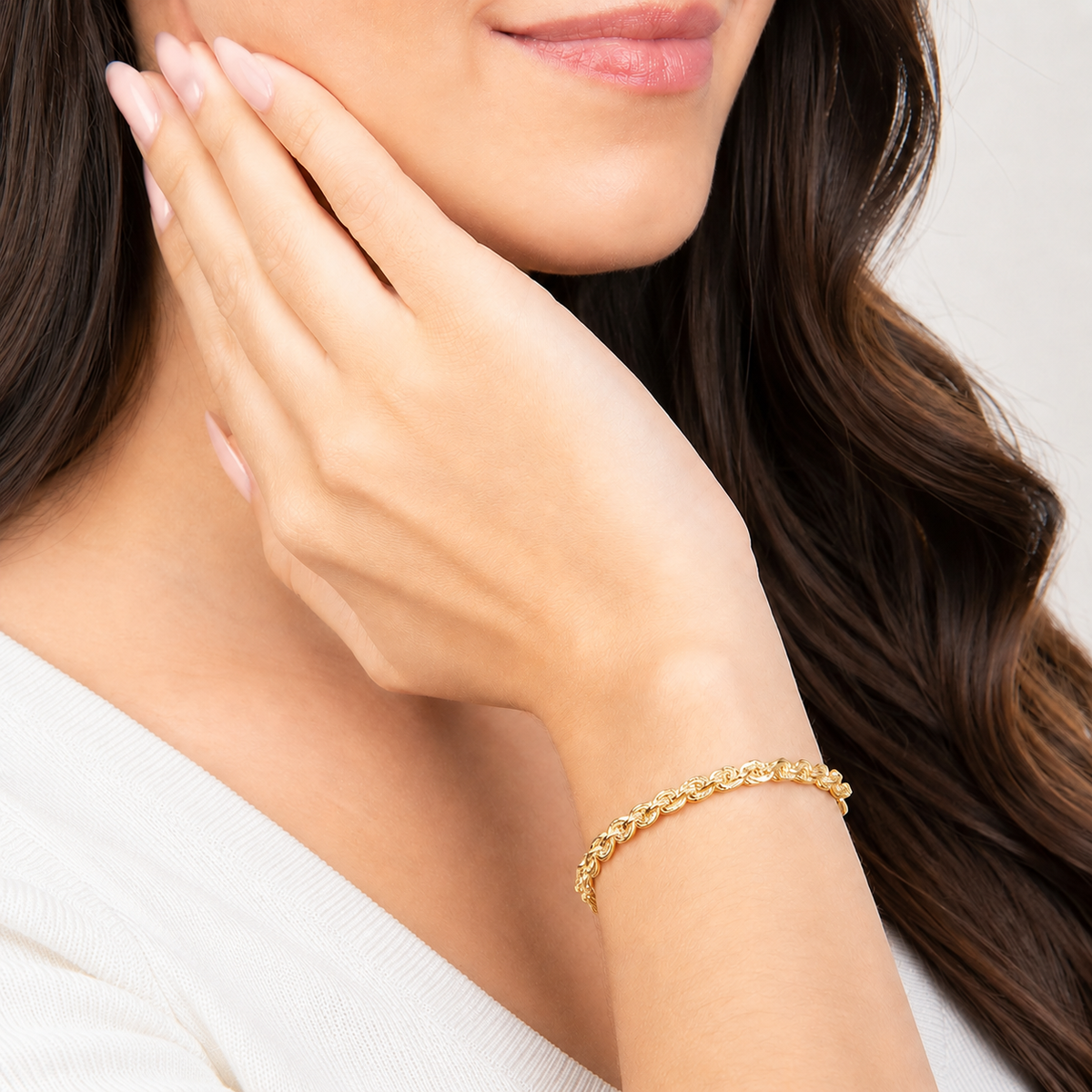 Unisex | Pulso Pulsera Tejido Torzal Relleno 4 mm, Esclava Para Hombre Y Mujer De Plata Autentica Ley .925 Con Baño De Oro Italiano 24k, DUO DELUXE JOYAS