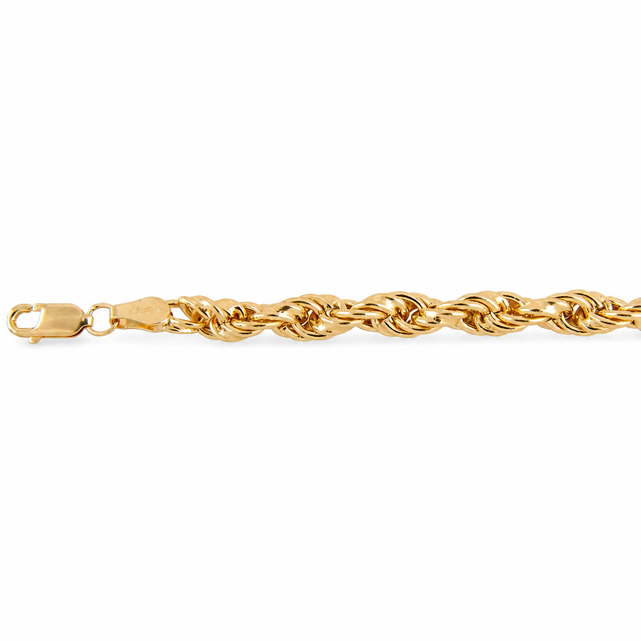 Unisex | Pulso Pulsera Tejido Torzal Relleno 5 mm, Esclava Para Hombre Y Mujer De Plata Autentica Ley .925 Con Baño De Oro Italiano 24k, DUO DELUXE JOYAS