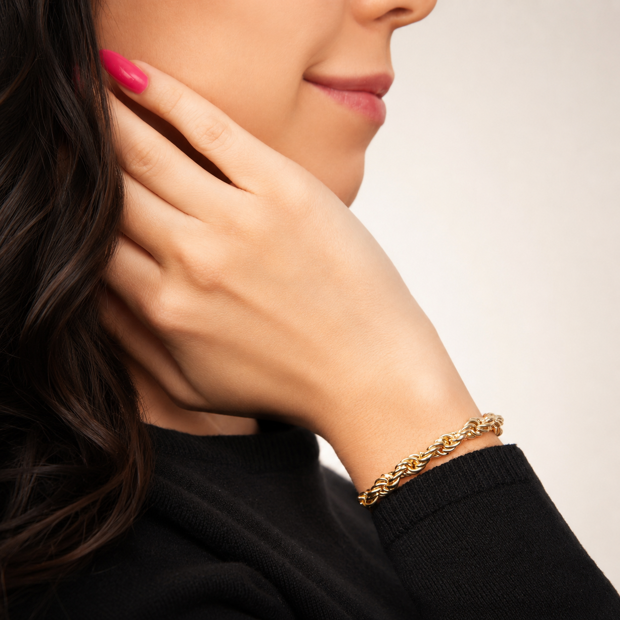 Unisex | Pulso Pulsera Tejido Torzal Relleno 5 mm, Esclava Para Hombre Y Mujer De Plata Autentica Ley .925 Con Baño De Oro Italiano 24k, DUO DELUXE JOYAS