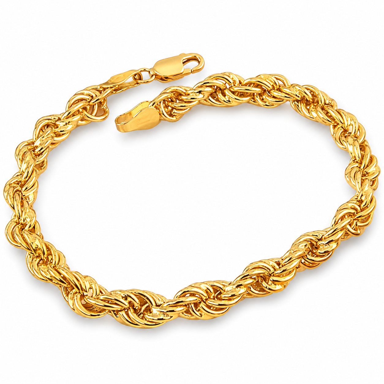 Unisex | Pulso Pulsera Tejido Torzal Relleno 5 mm, Esclava Para Hombre Y Mujer De Plata Autentica Ley .925 Con Baño De Oro Italiano 24k, DUO DELUXE JOYAS