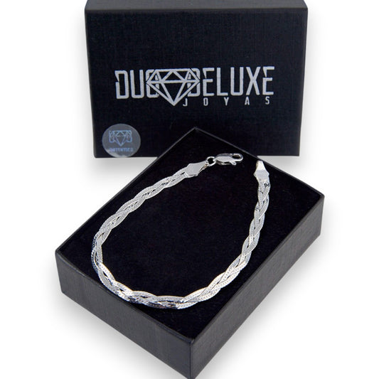 Unisex | Pulso Pulsera Tejido Trenzada Triple 5 mm, Esclava Para Hombre Y Mujer De Plata Autentica Ley .925, DUO DELUXE JOYAS