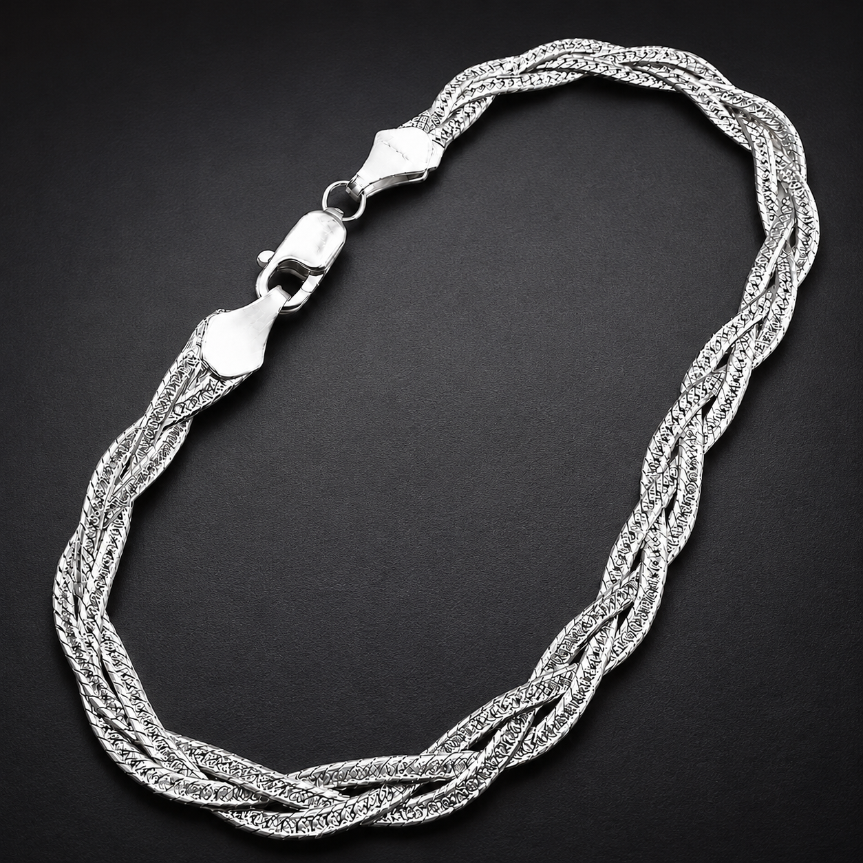 Unisex | Pulso Pulsera Tejido Trenzada Triple 5 mm, Esclava Para Hombre Y Mujer De Plata Autentica Ley .925, DUO DELUXE JOYAS