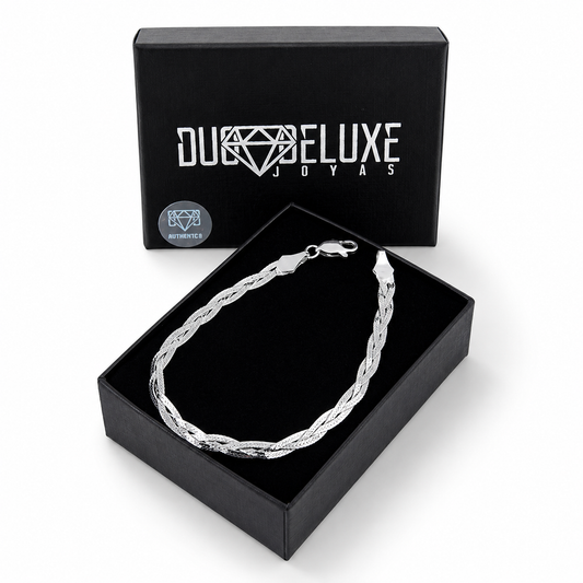 Unisex | Pulso Pulsera Tejido Trenzada Triple 5 mm, Esclava Para Hombre Y Mujer De Plata Autentica Ley .925, DUO DELUXE JOYAS