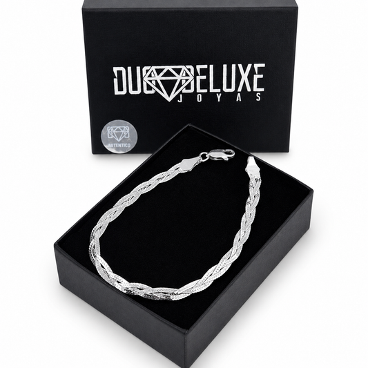 Unisex | Pulso Pulsera Tejido Trenzada Triple 5 mm, Esclava Para Hombre Y Mujer De Plata Autentica Ley .925, DUO DELUXE JOYAS
