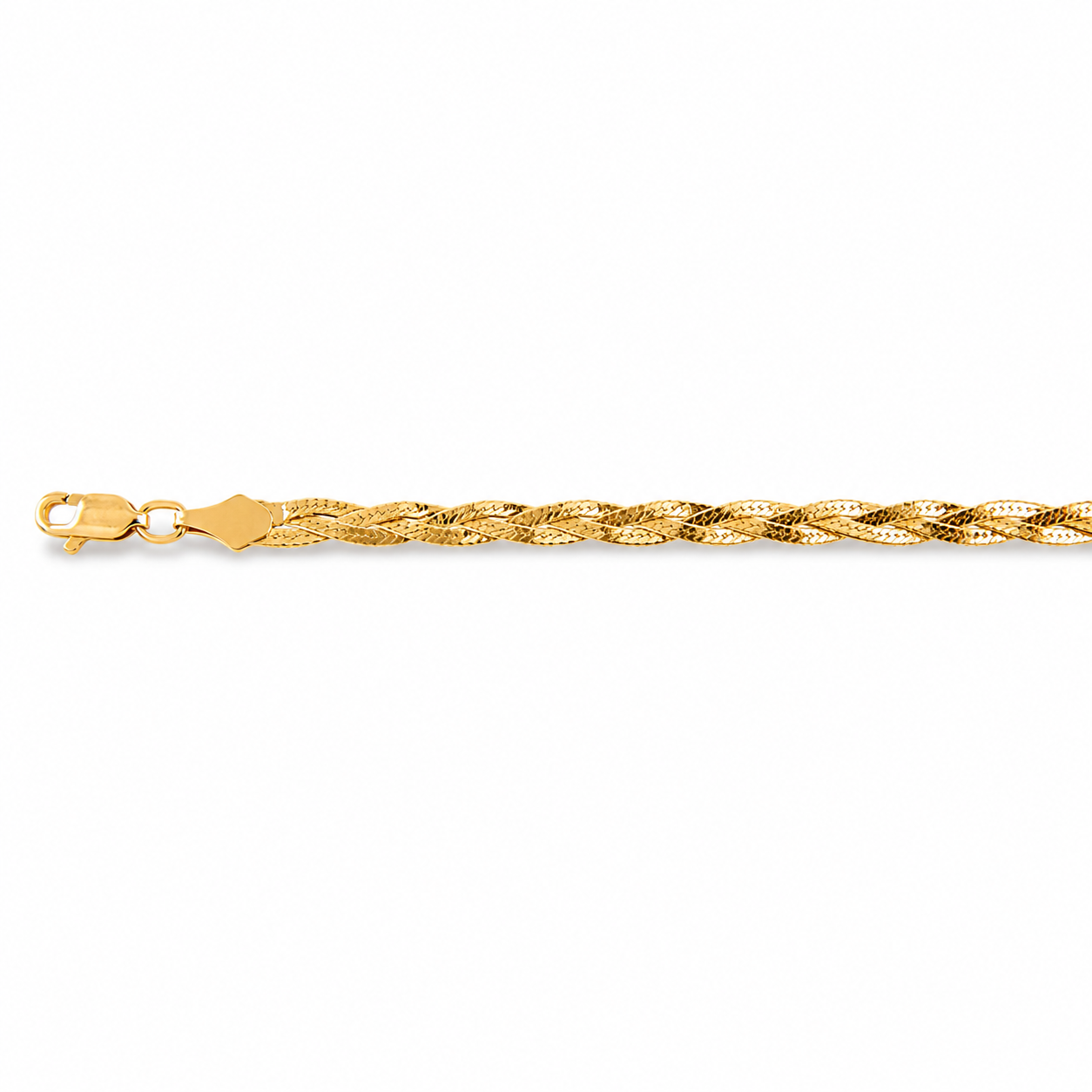Unisex | Pulso Pulsera Tejido Trenzado Triple 5 mm, Esclava Para Hombre Y Mujer De Plata Autentica Ley .925 Con Baño De Oro Italiano 24k, DUO DELUXE JOYAS