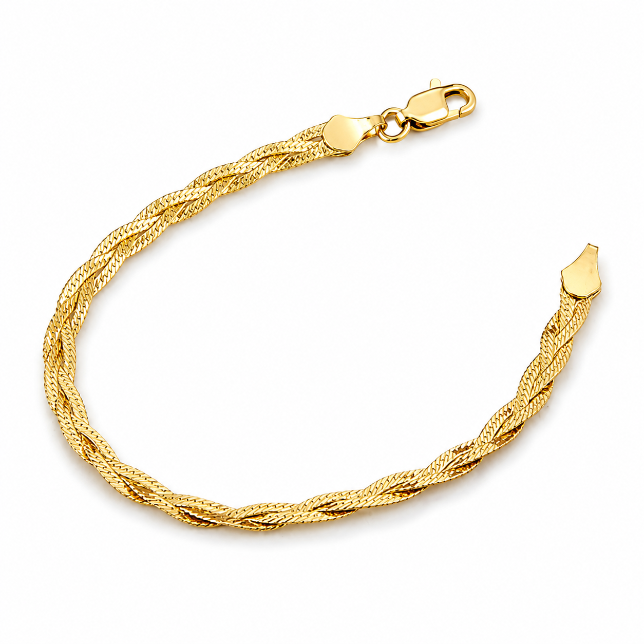 Unisex | Pulso Pulsera Tejido Trenzado Triple 5 mm, Esclava Para Hombre Y Mujer De Plata Autentica Ley .925 Con Baño De Oro Italiano 24k, DUO DELUXE JOYAS