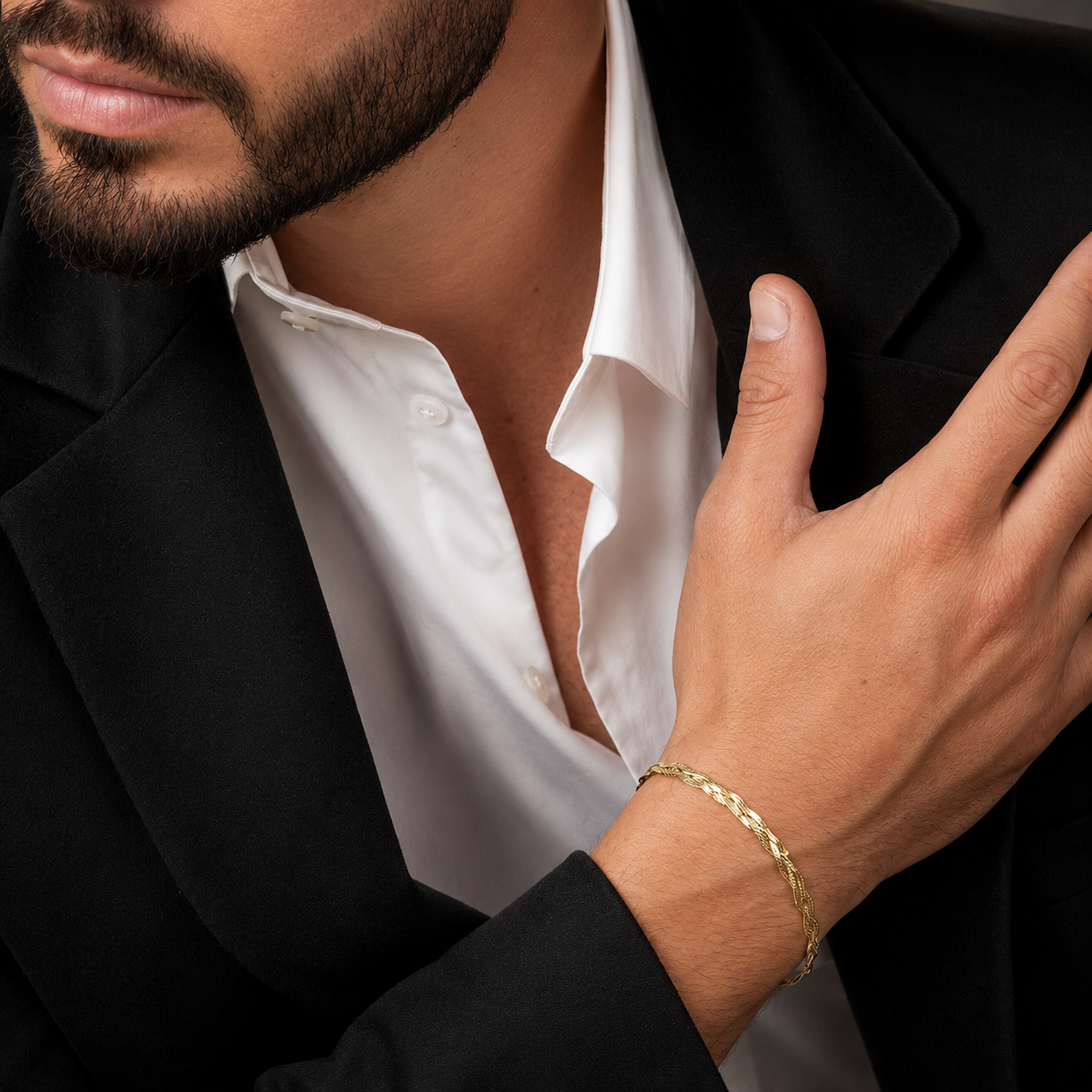Unisex | Pulso Pulsera Tejido Trenzado Triple 5 mm, Esclava Para Hombre Y Mujer De Plata Autentica Ley .925 Con Baño De Oro Italiano 24k, DUO DELUXE JOYAS