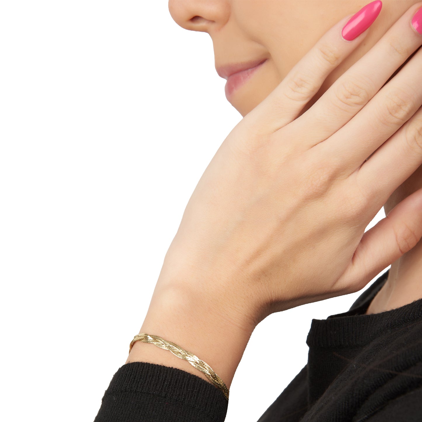 Unisex | Pulso Pulsera Tejido Trenzado Triple 5 mm, Esclava Para Hombre Y Mujer De Plata Autentica Ley .925 Con Baño De Oro Italiano 24k, DUO DELUXE JOYAS