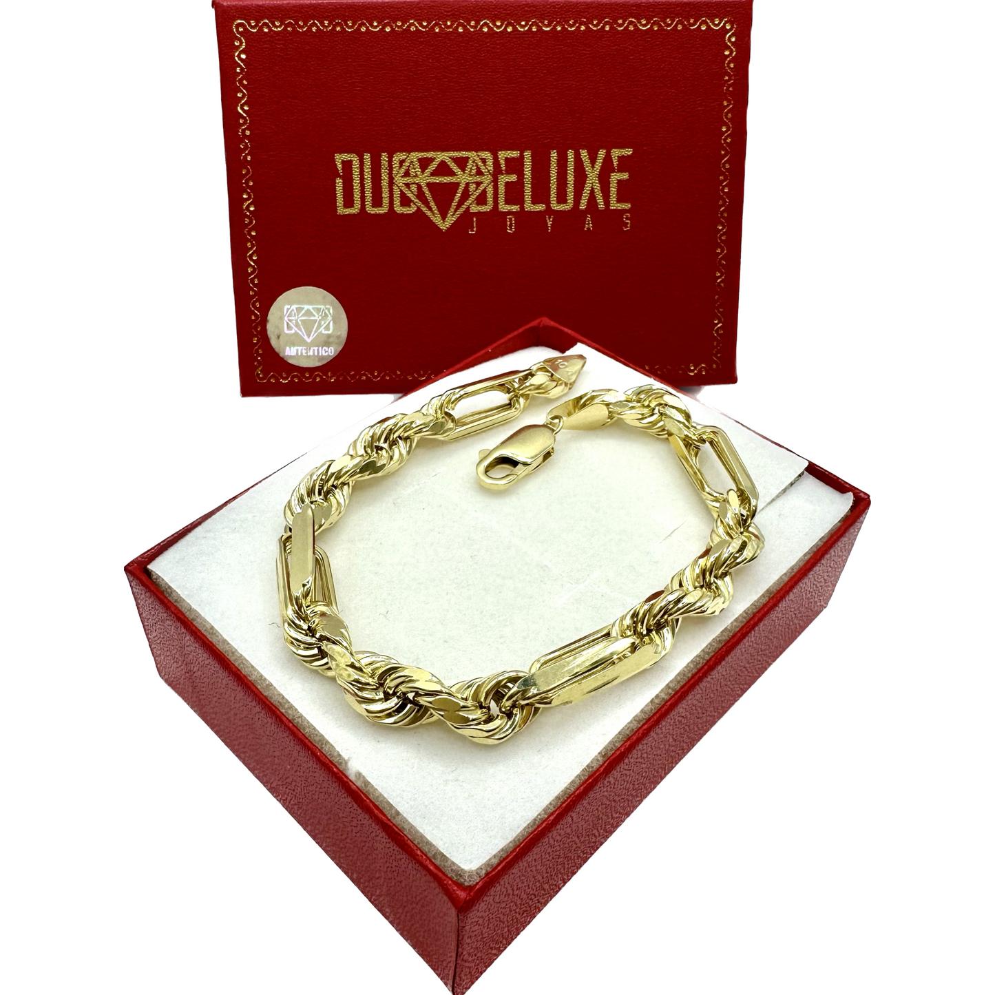 Unisex | Pulsera Tejido Torzal Figaro 5 - 7 mm – Unisex – Oro Autentico 10k