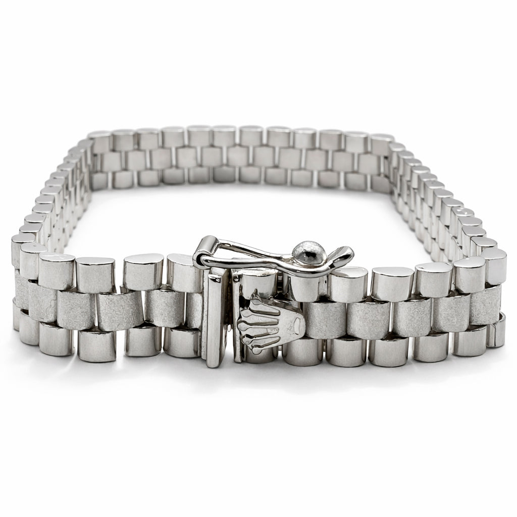 Unisex | Pulso Pulsera Tejido Elegante Presidencial 11 mm, Esclava Para Hombre Y Mujer De Plata Autentica Ley .925, DUO DELUXE JOYAS