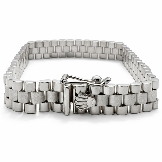 Unisex | Pulso Pulsera Tejido Elegante Presidencial 11 mm, Esclava Para Hombre Y Mujer De Plata Autentica Ley .925, DUO DELUXE JOYAS