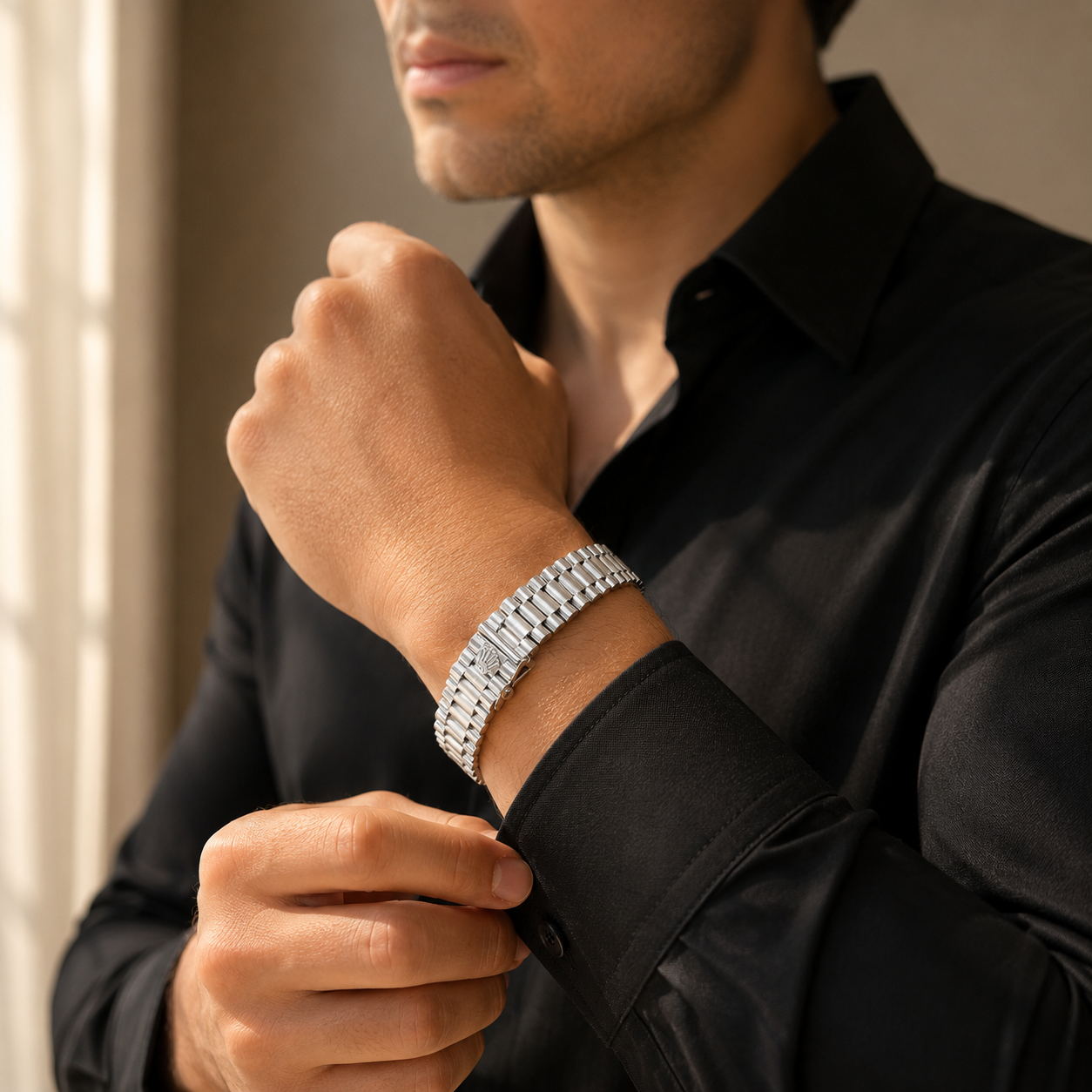 Unisex | Pulso Pulsera Tejido Elegante Presidencial 11 mm, Esclava Para Hombre Y Mujer De Plata Autentica Ley .925, DUO DELUXE JOYAS