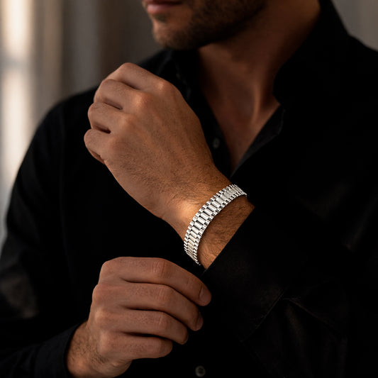 Unisex | Pulso Pulsera Tejido Elegante Presidencial 11 mm, Esclava Para Hombre Y Mujer De Plata Autentica Ley .925, DUO DELUXE JOYAS