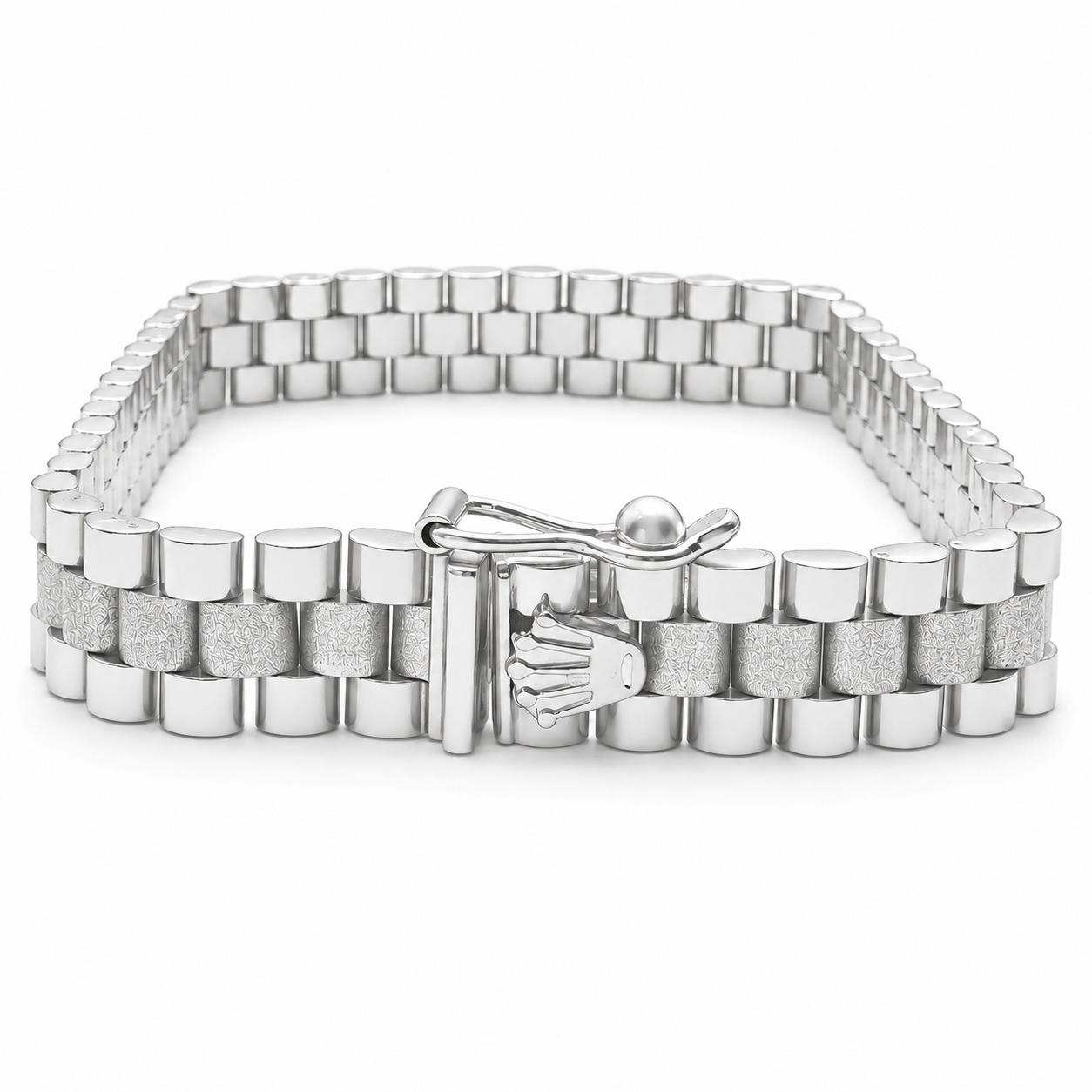 Unisex | Pulso Pulsera Tejido Elegante Presidencial RCL 8 mm, Esclava Para Hombre Y Mujer De Plata Autentica Ley .925, DUO DELUXE JOYAS