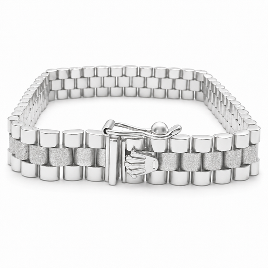 Unisex | Pulso Pulsera Tejido Elegante Presidencial RCL 8 mm, Esclava Para Hombre Y Mujer De Plata Autentica Ley .925, DUO DELUXE JOYAS