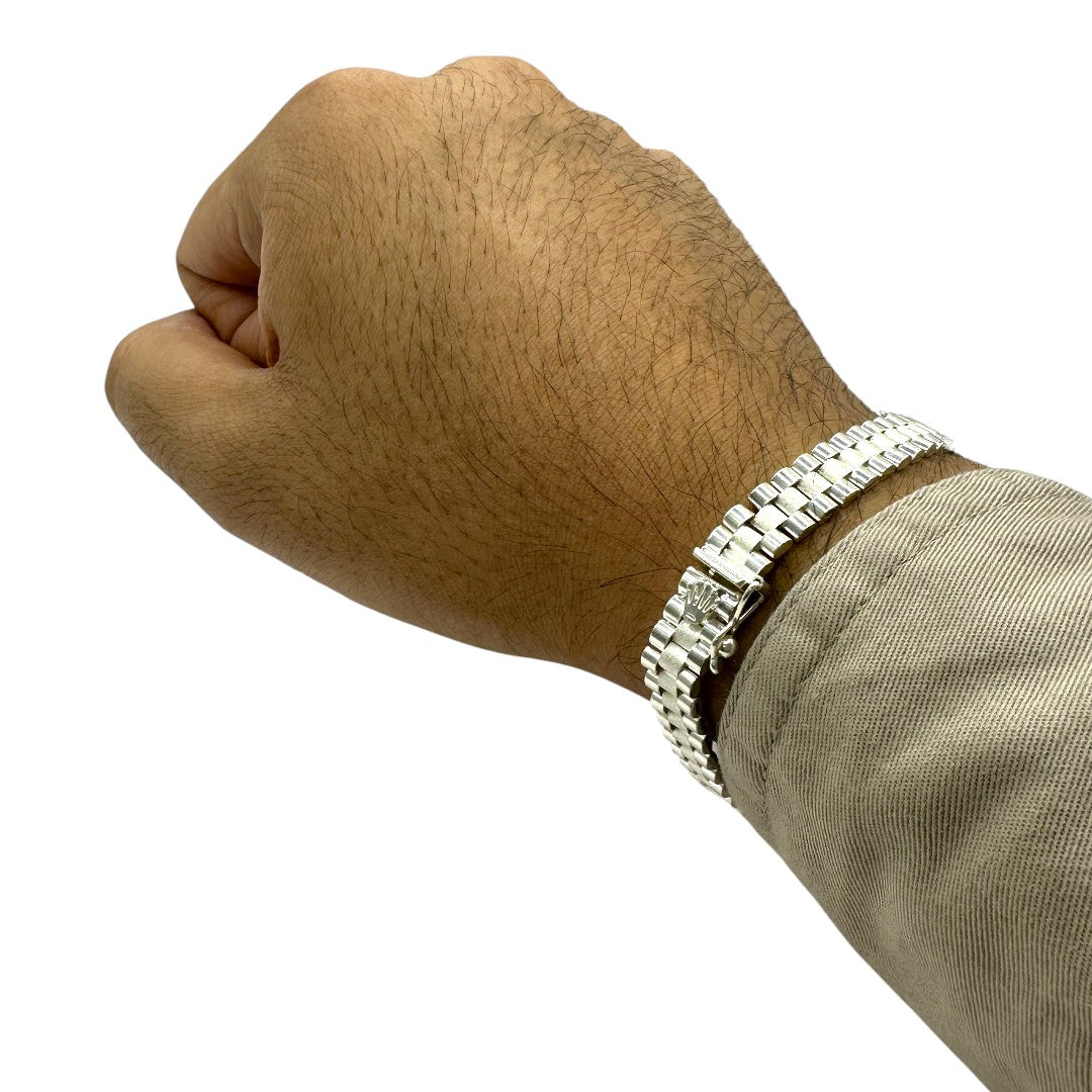 Unisex | Pulso Pulsera Tejido Rolex RCL 8 mm, Esclava Para Hombre Y Mujer De Plata Autentica Ley .925, DUO DELUXE JOYAS