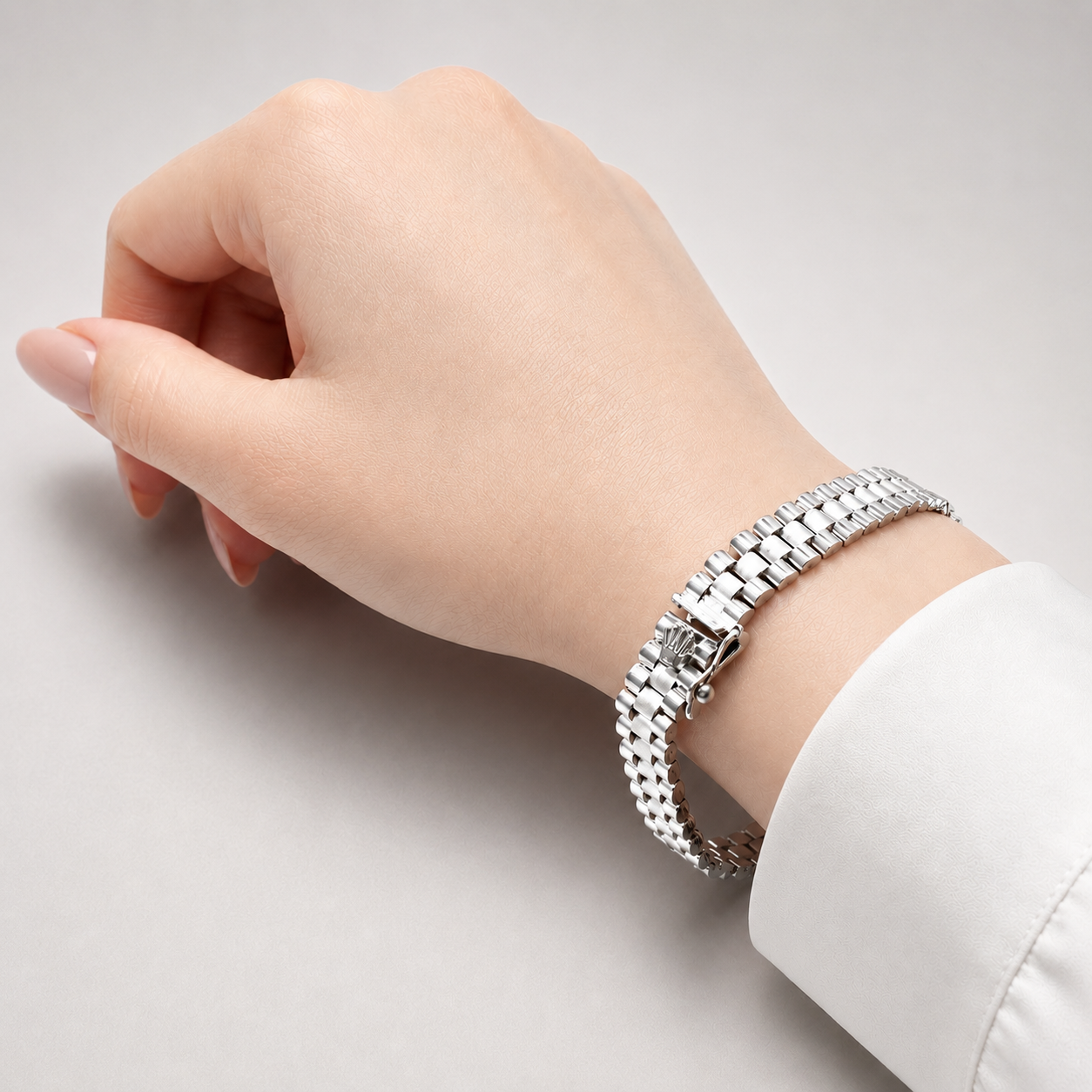 Unisex | Pulso Pulsera Tejido Elegante Presidencial RCL 8 mm, Esclava Para Hombre Y Mujer De Plata Autentica Ley .925, DUO DELUXE JOYAS