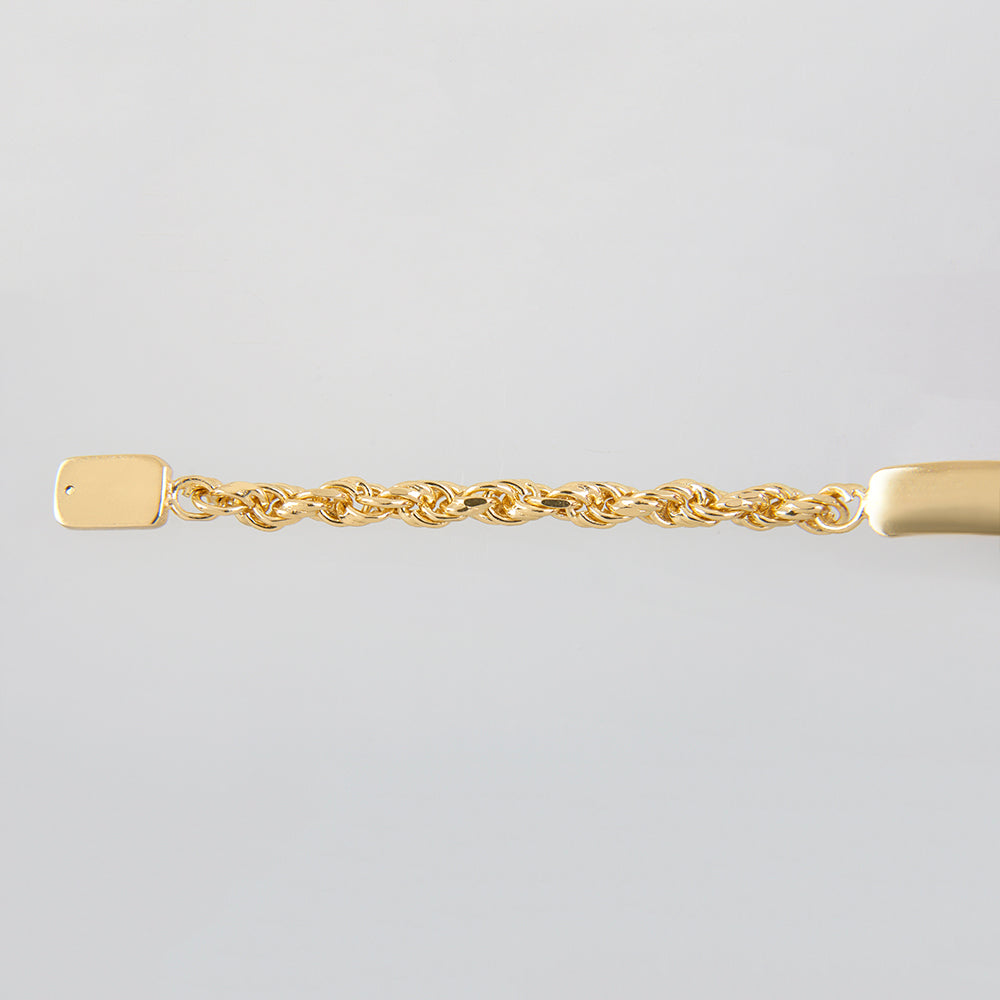 Unisex | Esclava Tejido Torzal Relleno 5 mm, Pulsera Para Hombre Y Mujer, De Plata Autentica Ley .925 Con Baño De Oro Italiano 24k, Con Grabado, DUO DELUXE JOYAS