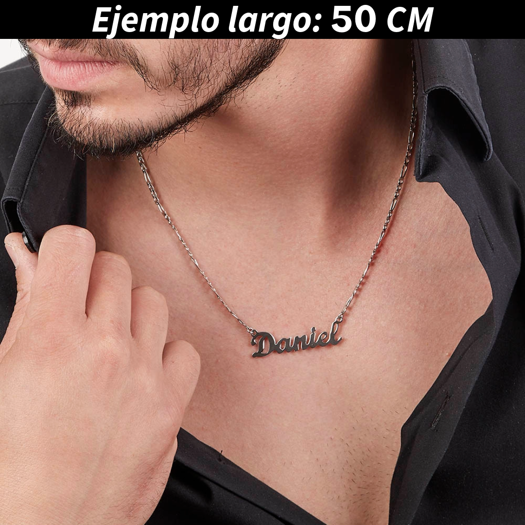 Unisex | Collares Con Dije De Nombre Personalizado Para Caballero Y Dama, De Plata Ley .925, Con Baño De Oro Blanco, DUO DELUXE JOYAS