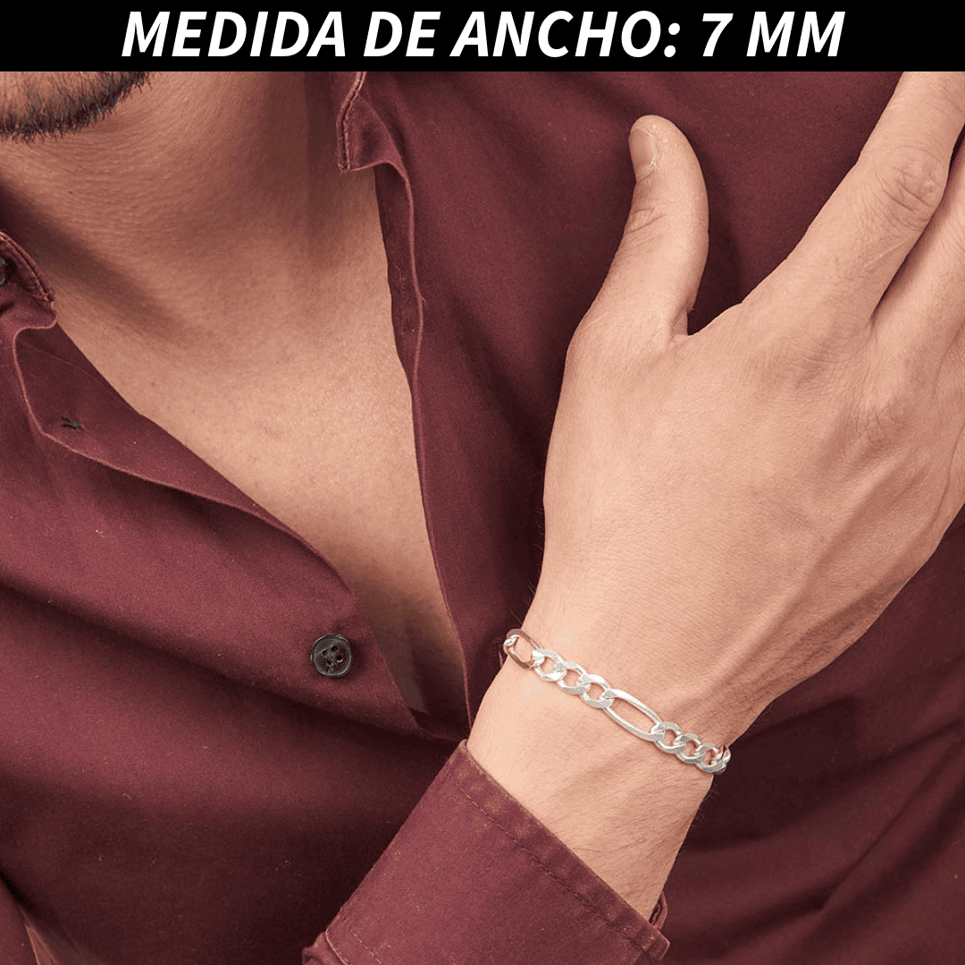 Pulsera Esclava Cartier Figaro Lisa, Plata Ley .925, Para Hombre y Mujer | DUO DELUXE JOYAS