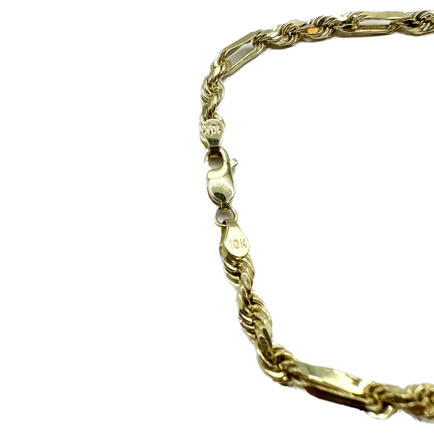 Unisex | Pulsera Tejido Torzal Figaro 3 - 4 mm – Unisex – Oro Autentico 10k