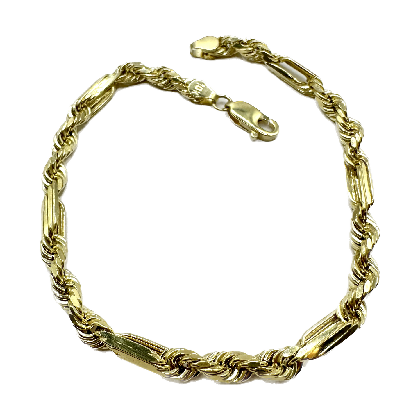 Unisex | Pulsera Tejido Torzal Figaro 3 - 4 mm – Unisex – Oro Autentico 10k