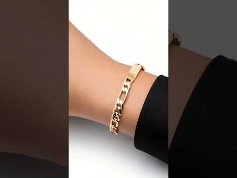 Hombre | Esclava Tejido Figaro 3:1 Lisa 5 mm, Pulsera Para Hombre De Chapa de Oro 18k Premium, Con Grabado, DUO DELUXE JOYAS