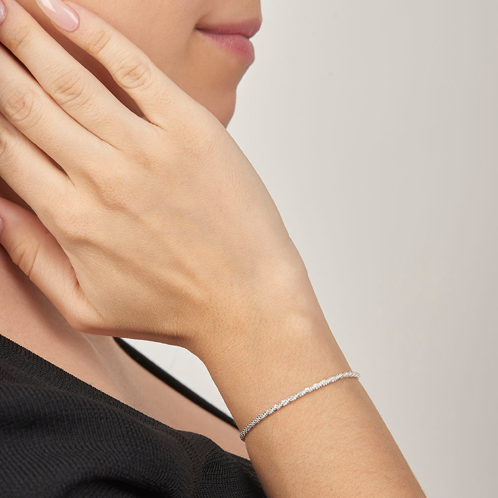 Dama Pulsera Tejido Espuma mm – Plata Ley – DUO DELUXE