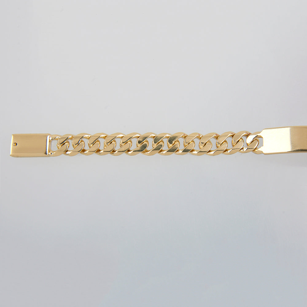 Unisex | Esclava Tejido Barbada HM Lisa 7 mm – Plata Con Baño De Oro 24k