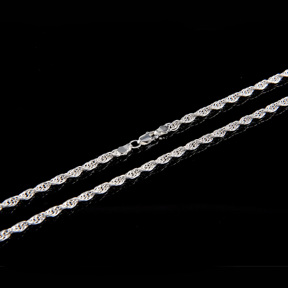 Cadena Torzal Hueco - 3 mm - 50 cm - Unisex | Plata Ley.925